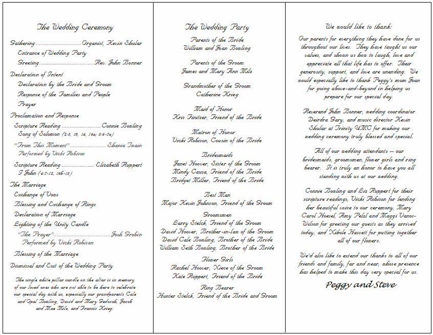 Wedding Ceremony And Reception Program Examples