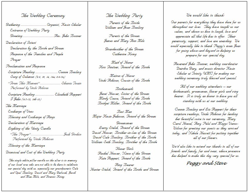 wedding ceremony programs samples